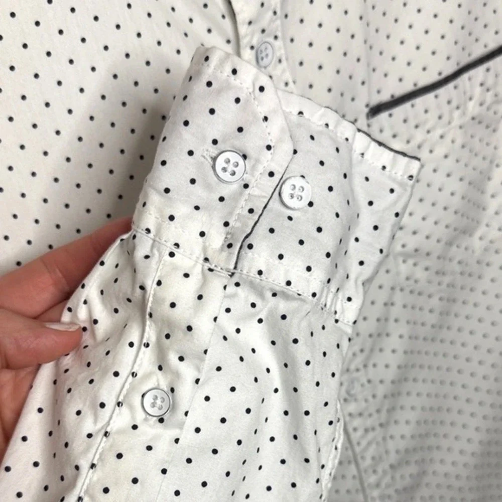 PD&C Peached Poplin Mens‎ XL White Black Polka Dot Button Down Shirt PW9B24C98W